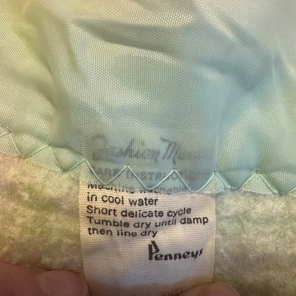 Penneys Blanket Blue Fair Vintage Floral Satin Trim Fashion Manor 65x80